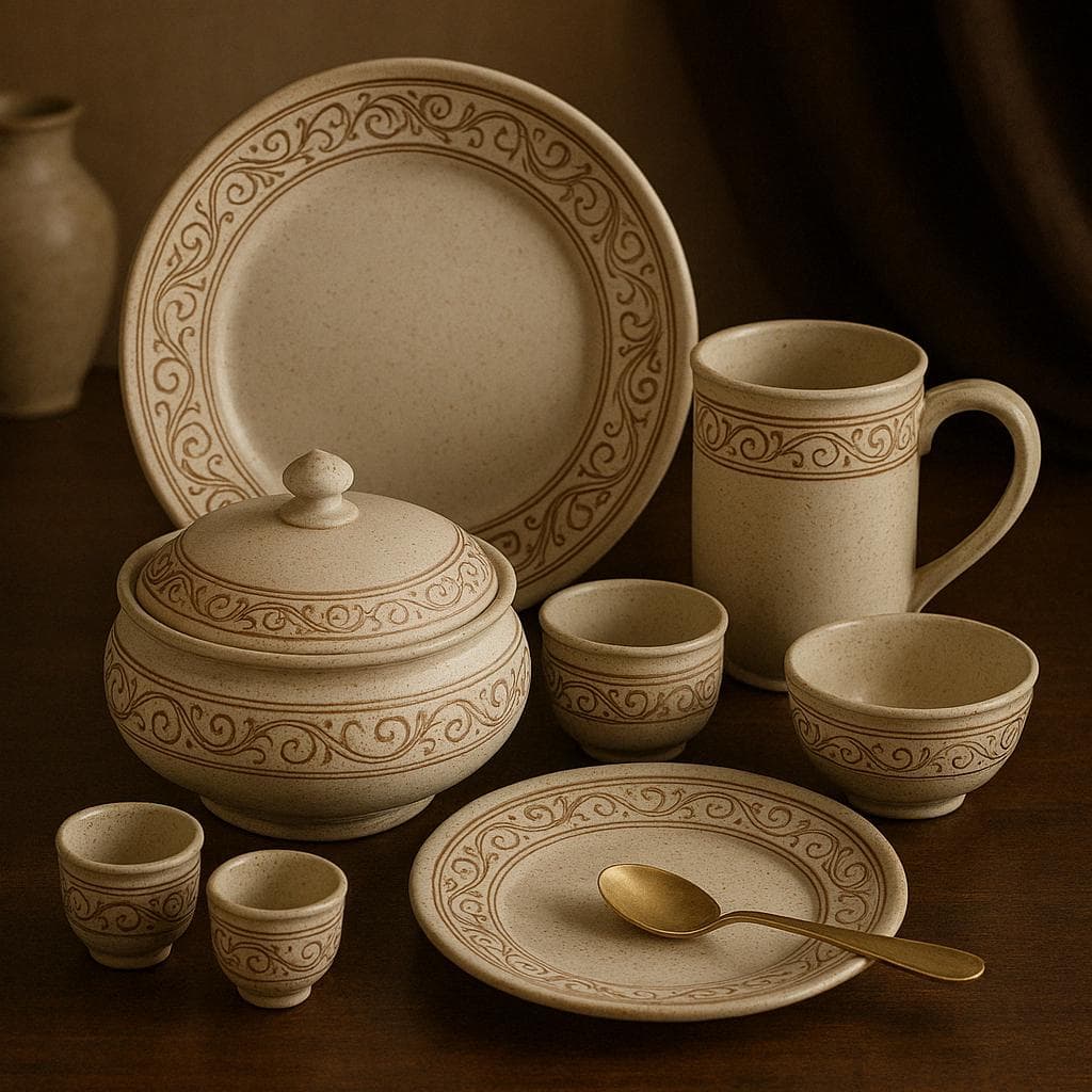 Artisanal Scroll Pattern Dinnerware